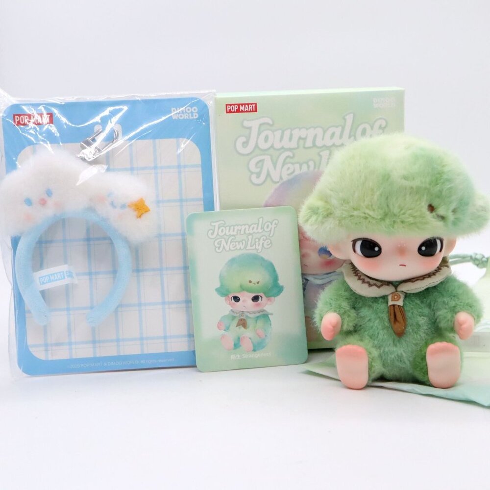 Dimoo STRANGENESS Green Plush Pendant Journal of New Life & Headband Keychain